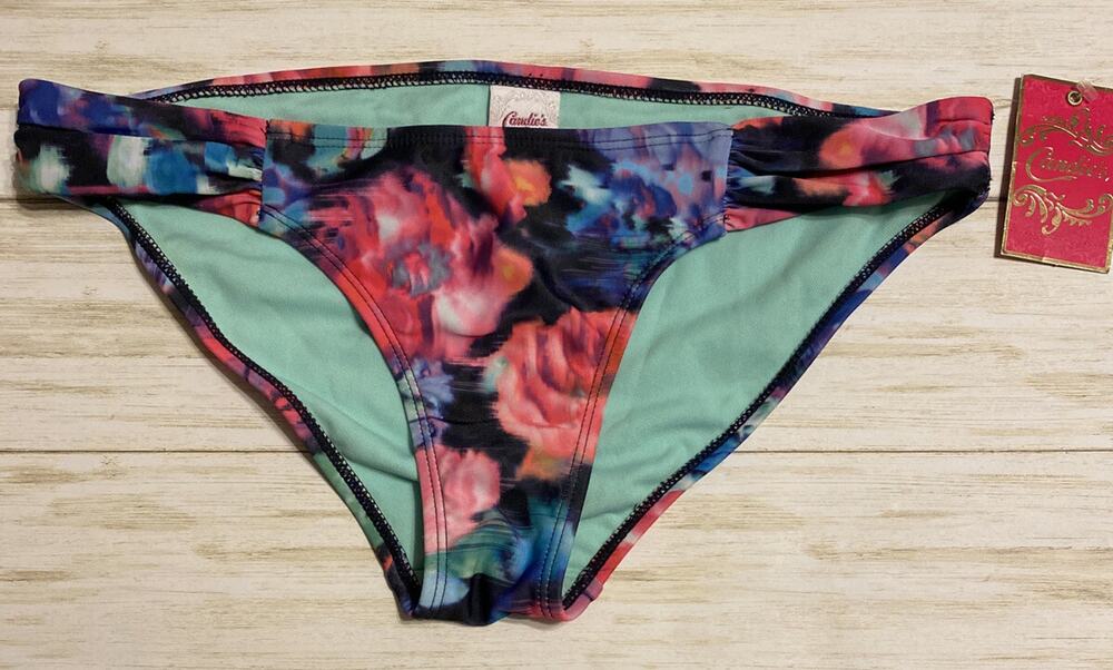 Candies Swim Womens Size M Muticolor Flower Print Bikini Bottoms